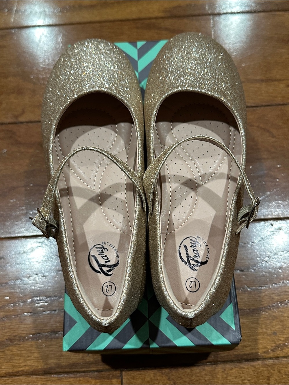 Trary Girls Glitter Mary Jane Flats - Gold
